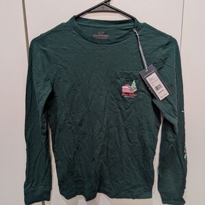 NWT Vineyard Vines Boys Holiday Themed Glow-in-the-Dark Long-Sleeve Cotton Shirt